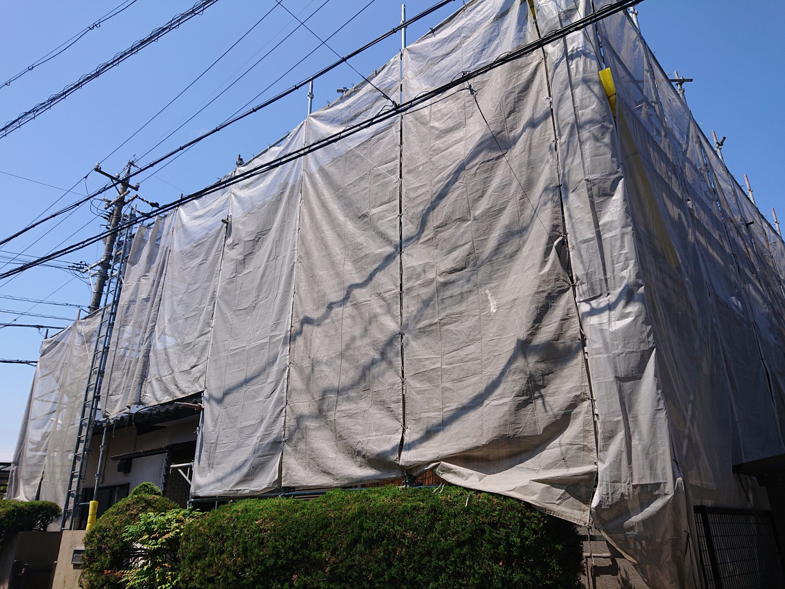 外壁塗装工事前 足場組立