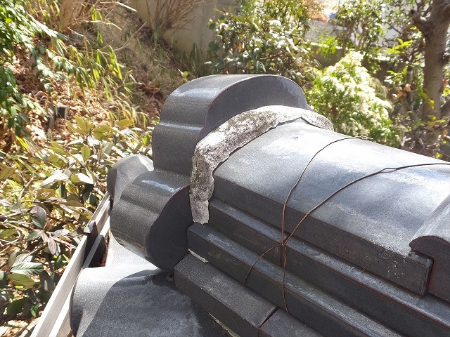 鬼巻き漆喰の状態確認