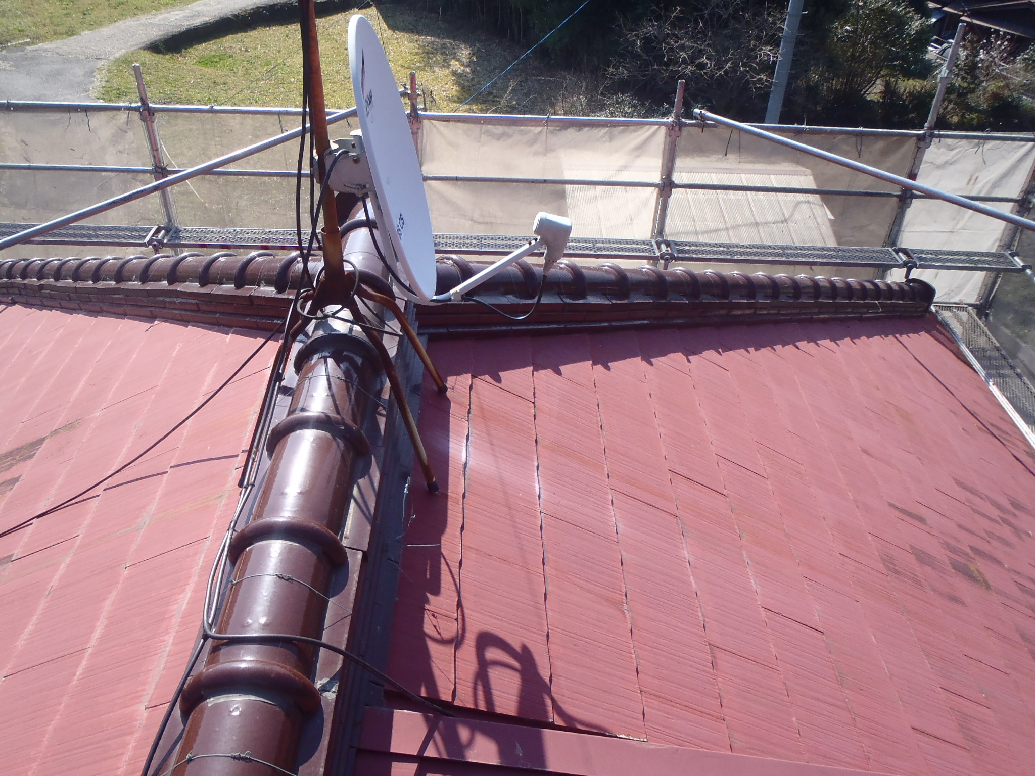 アンテナ周りの棟瓦の状況