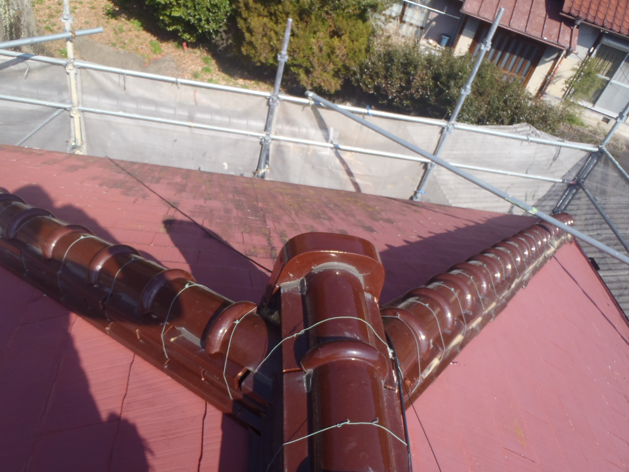 交差部の棟瓦の状態