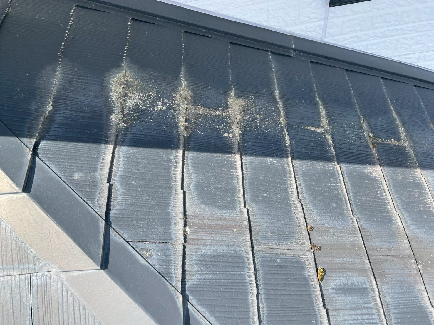 スレート屋根上の砂粒