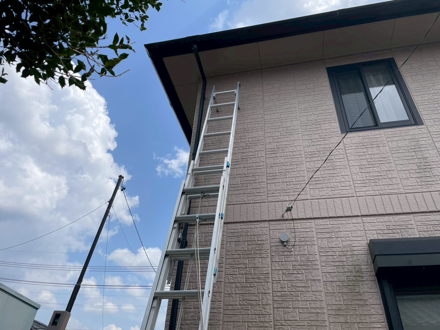 雨樋補修のための梯子