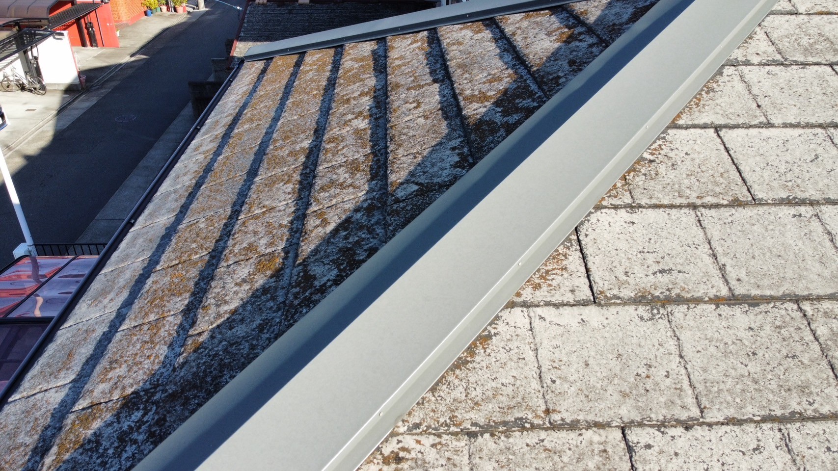 スレート屋根の苔