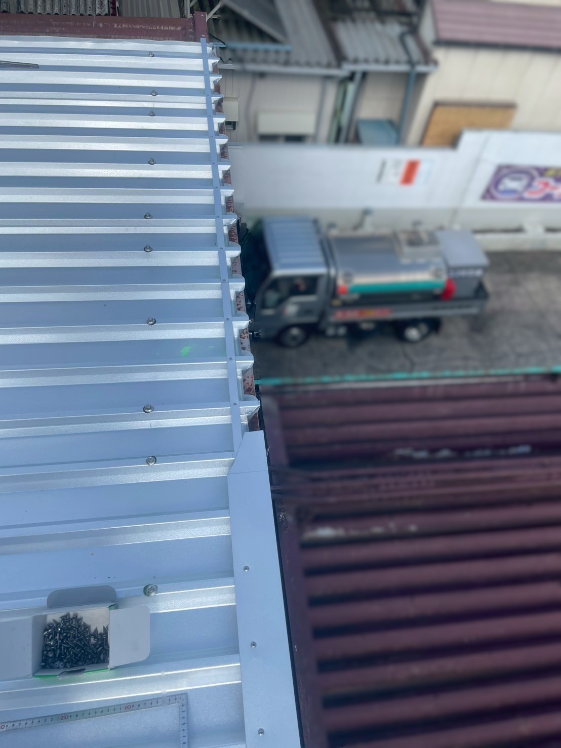 カバー工法　水上の加工