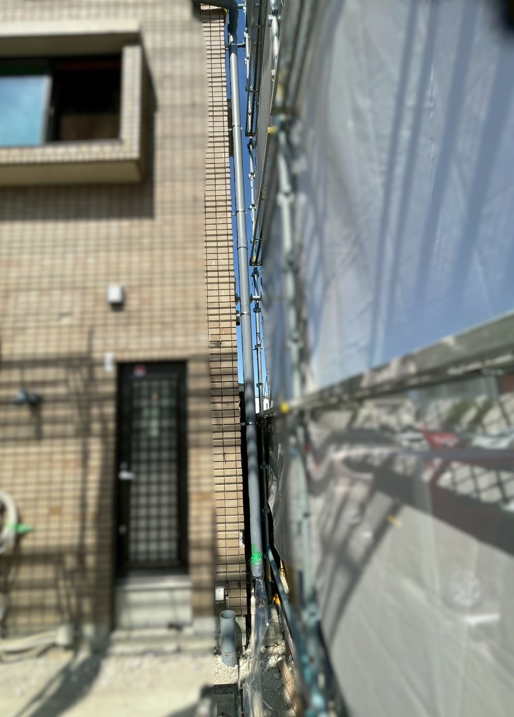 付け替え工事後の竪樋