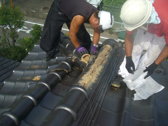 塩尻市T邸瓦積み直し