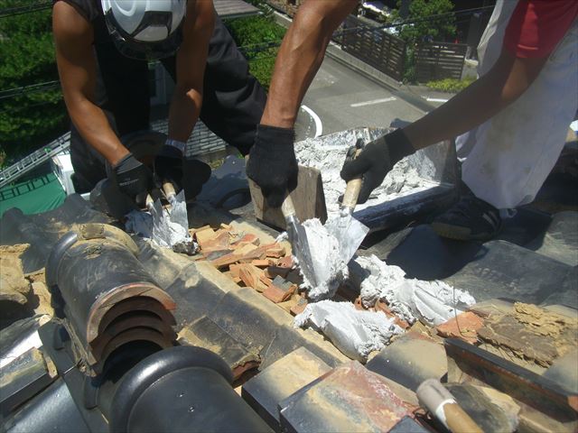 塩尻市T邸瓦積み直し