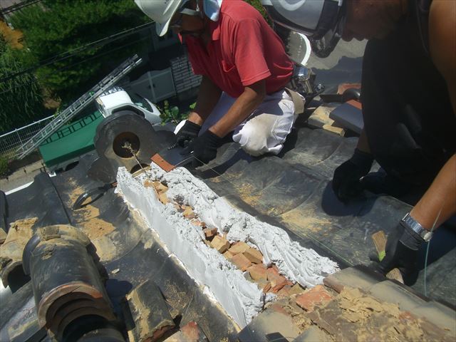 塩尻市T邸瓦積み直し