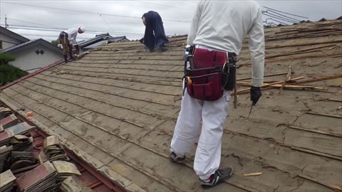 セメント瓦葺き直し