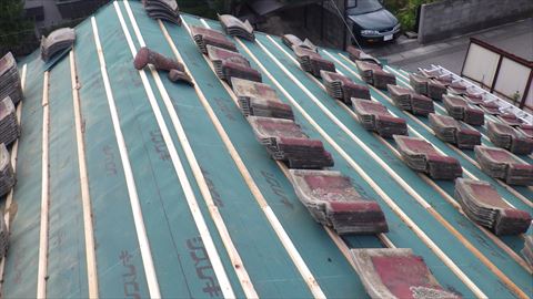 セメント瓦葺き直し