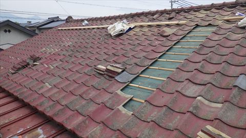 セメント瓦葺き直し