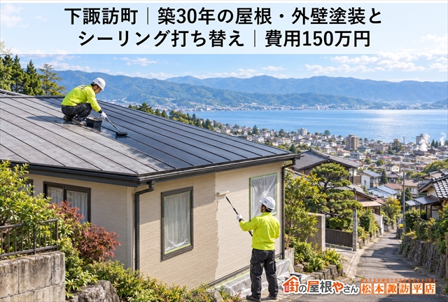 下諏訪町｜築30年の屋根・外壁塗装とシーリング打ち替え｜費用150万円