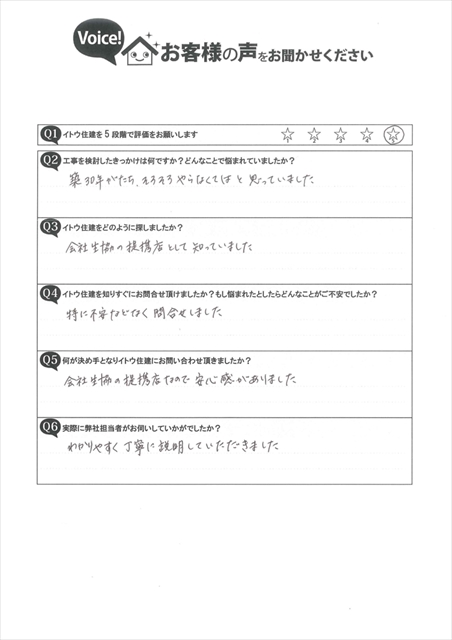 お客様の声スキャン画像