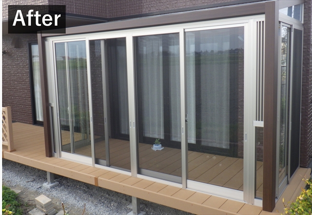 安曇野市でテラス囲い設置｜YKKAPサンフィールで雨を気にせず洗濯！お庭をもう一つのリビングへ2