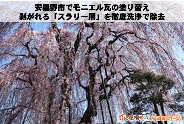 安曇野市でモニエル瓦の塗り替え｜剥がれる「スラリー層」を徹底洗浄で除去