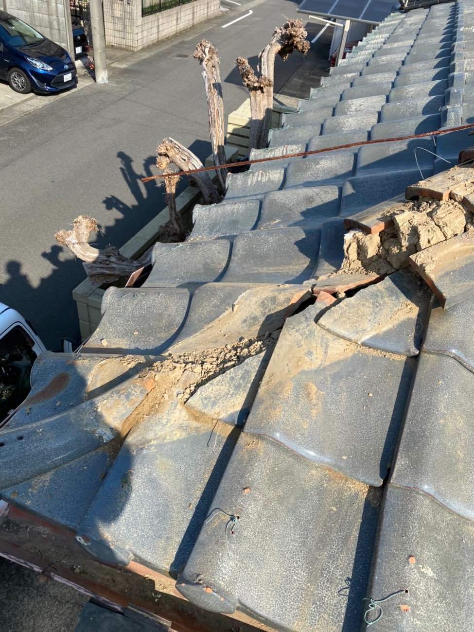 工事中の様子鬼瓦修理