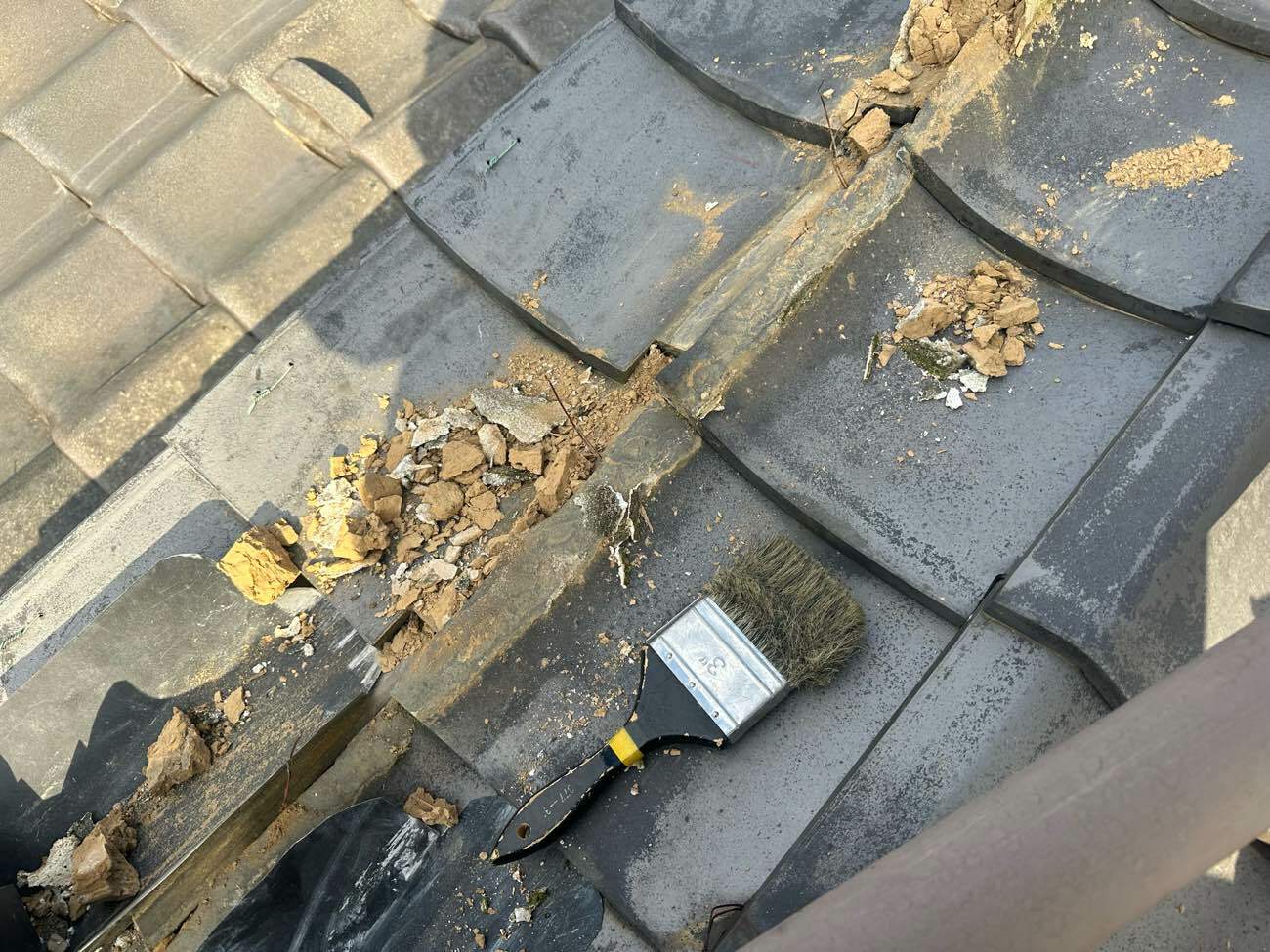 既設漆喰の撤去