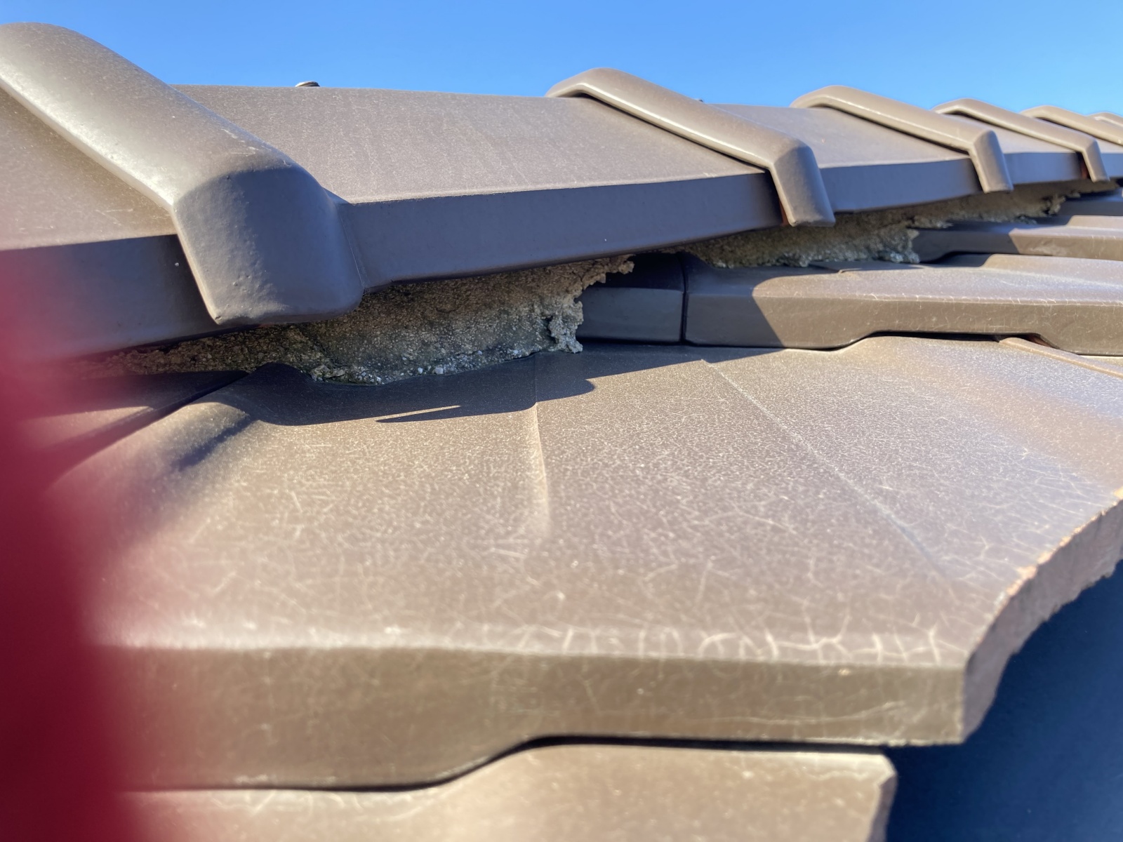 平板瓦の漆喰点検