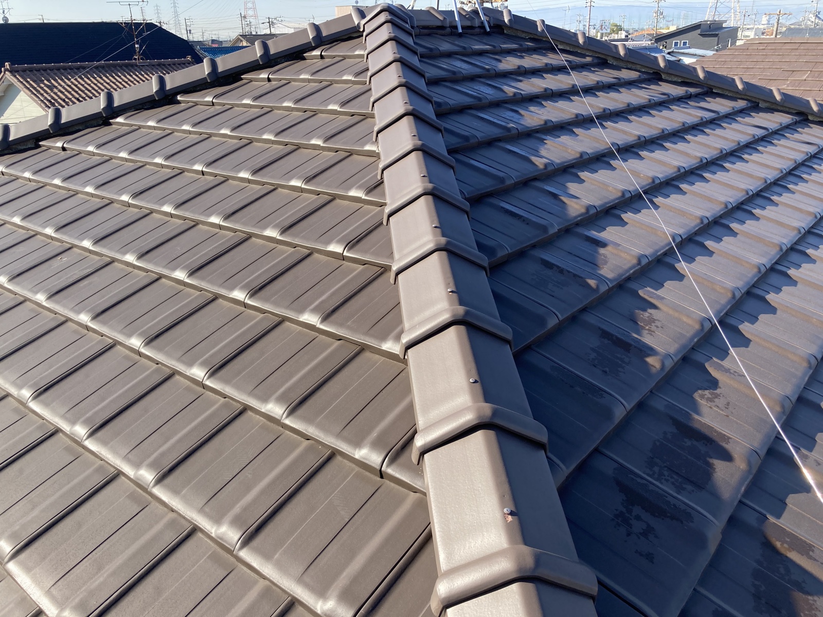 平板瓦の漆喰点検