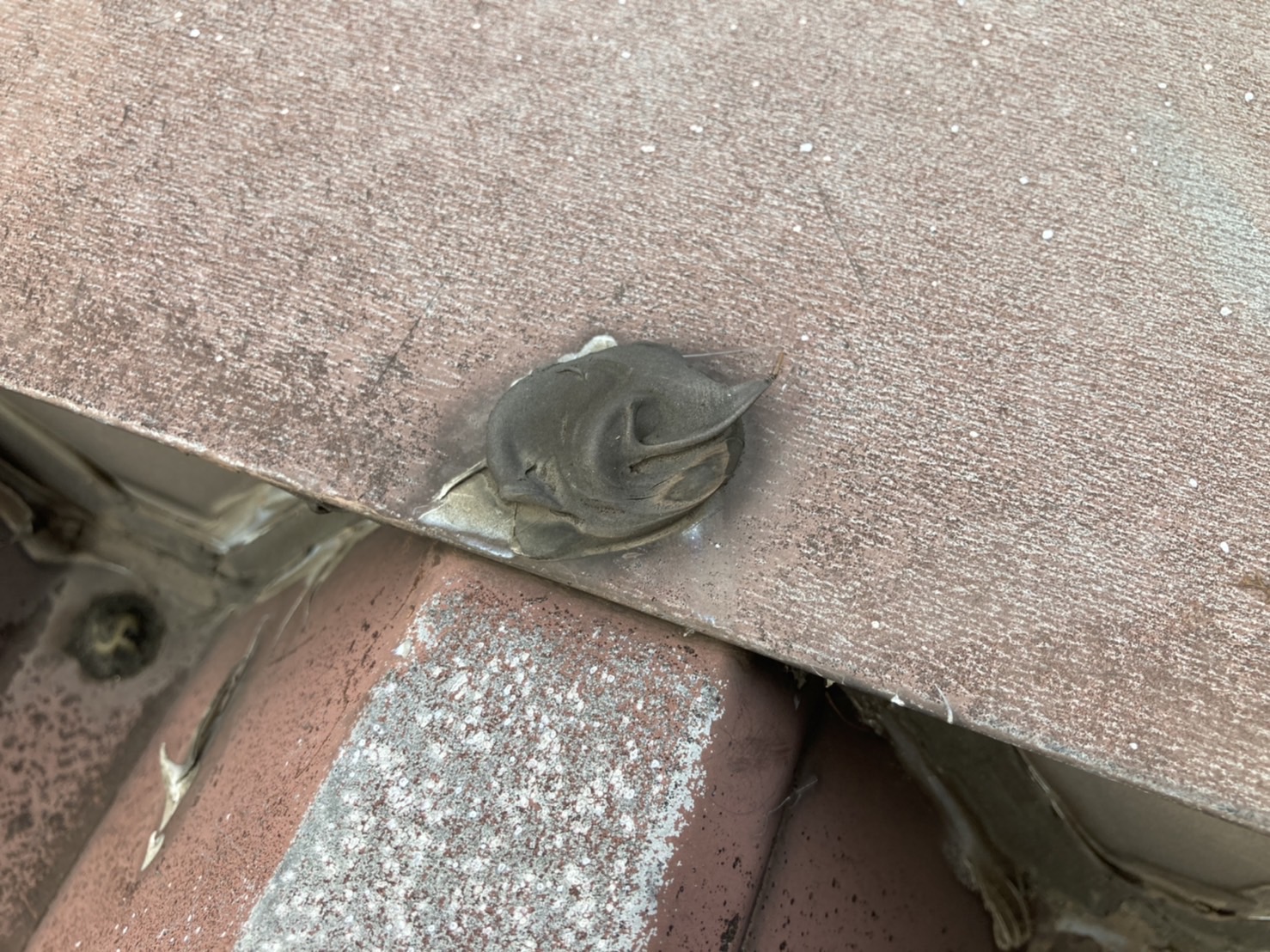 表面に出てきている釘はシーリングで不愛でありました塞いでありました