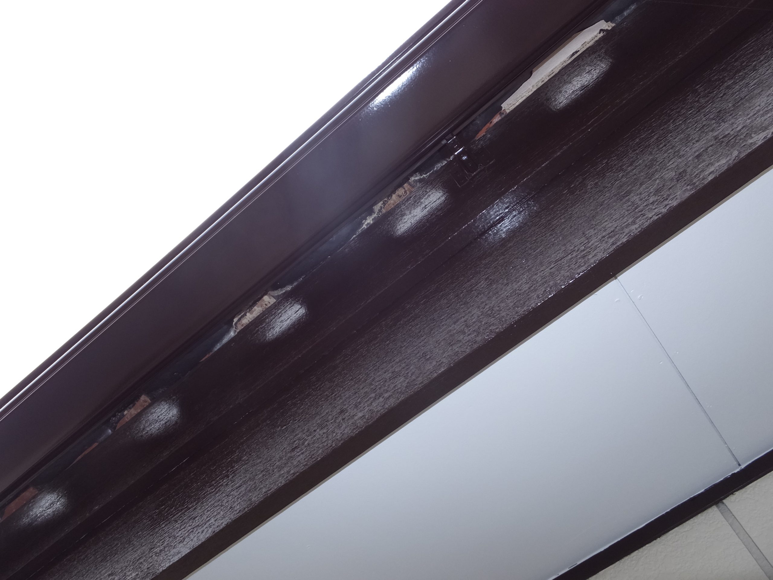 雨樋から少し見える　雀口漆喰