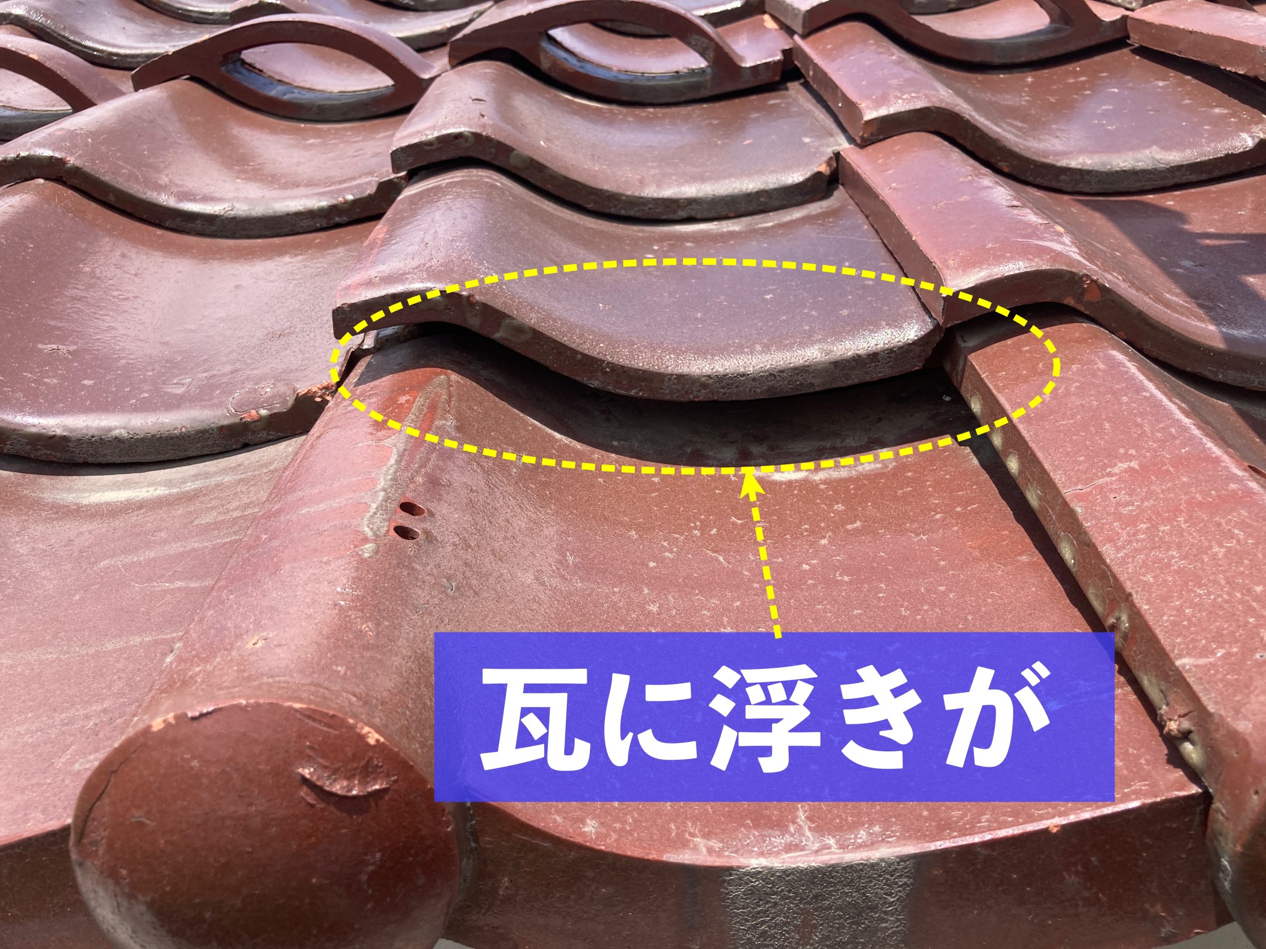 瓦の浮きの写真