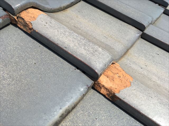 陶器瓦　瓦の凍て