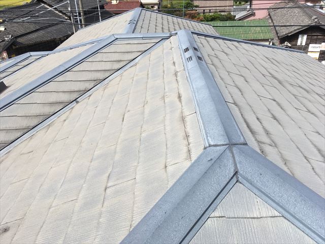 塗装現地調査の様子　カラーベストの確認