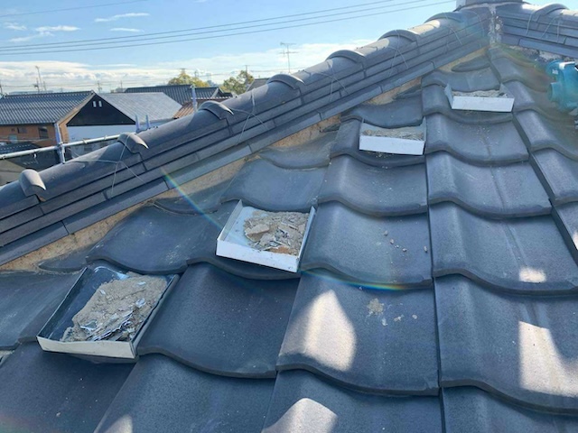 既存漆喰の撤去