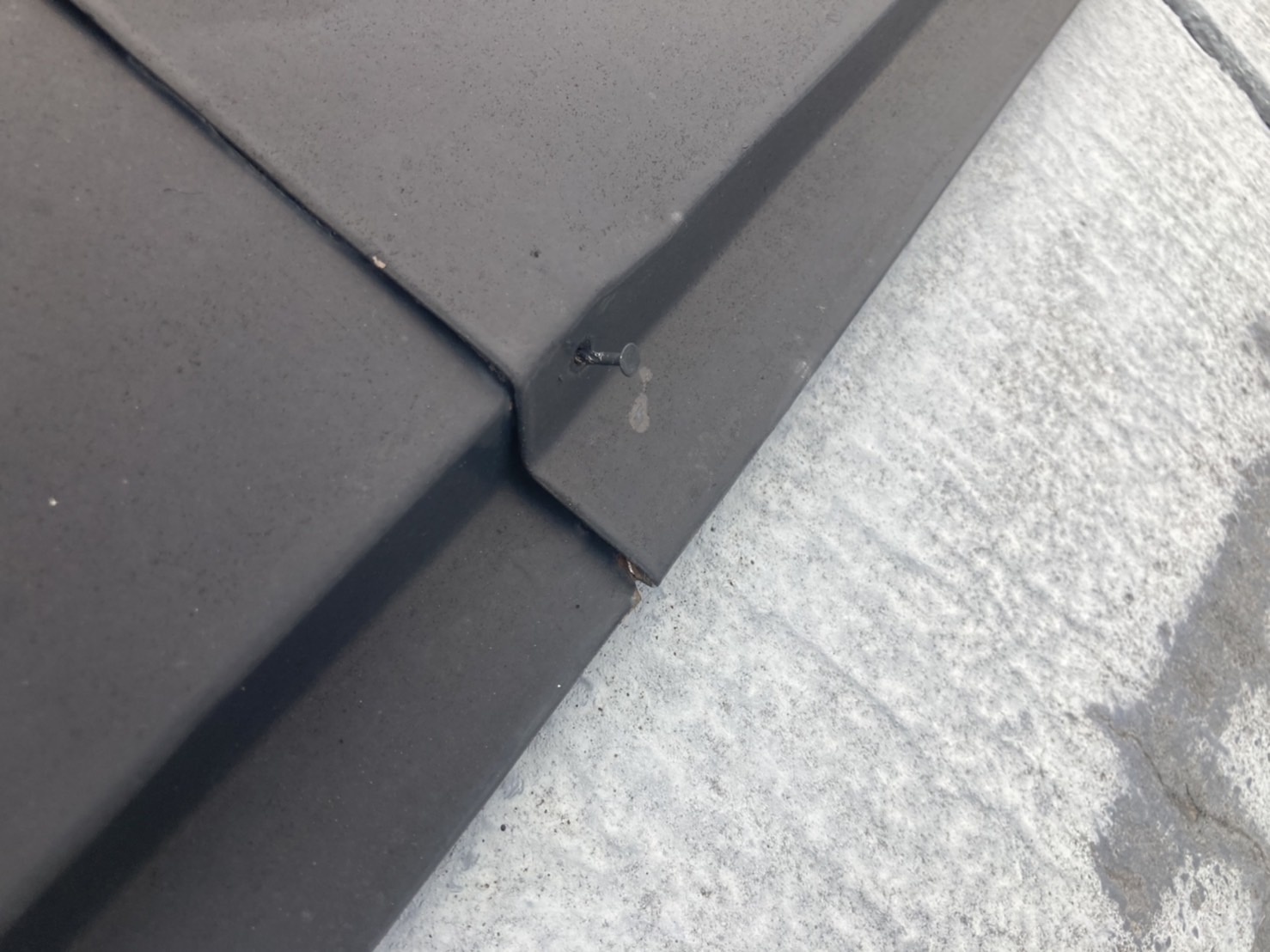 棟板金を押さえている釘は問題なし