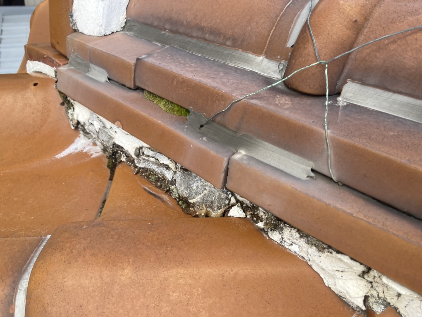 棟瓦の中に雨が侵入している可能性あり