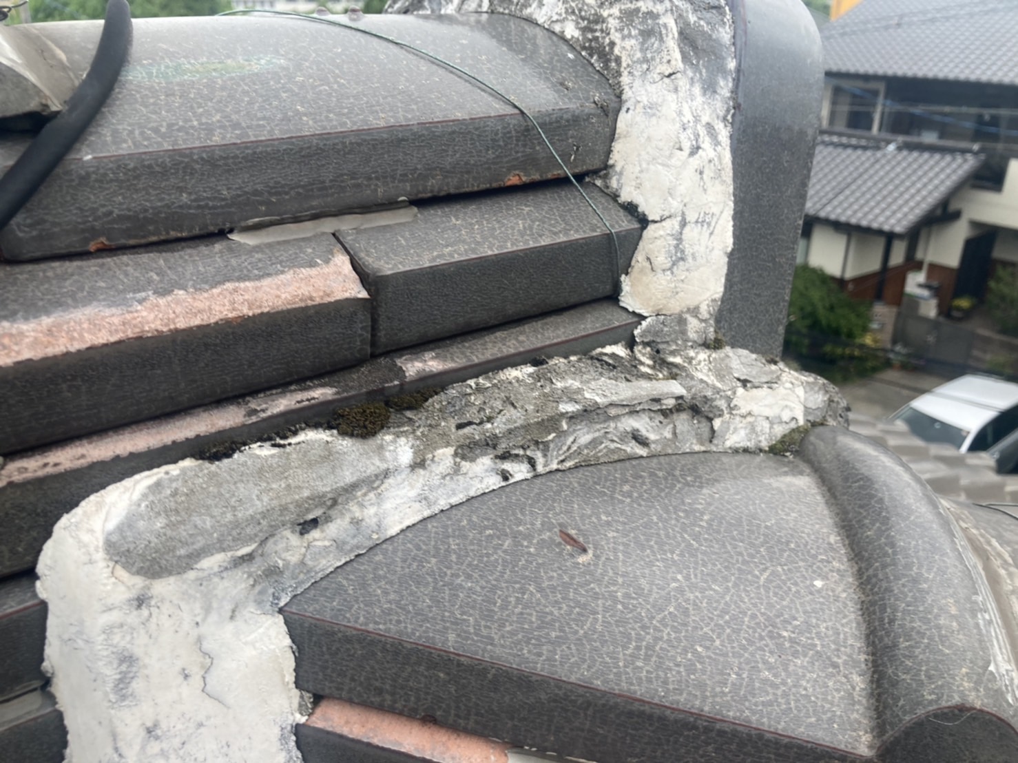 鬼瓦廻りの漆喰