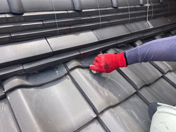 漆喰工事　塗り途中