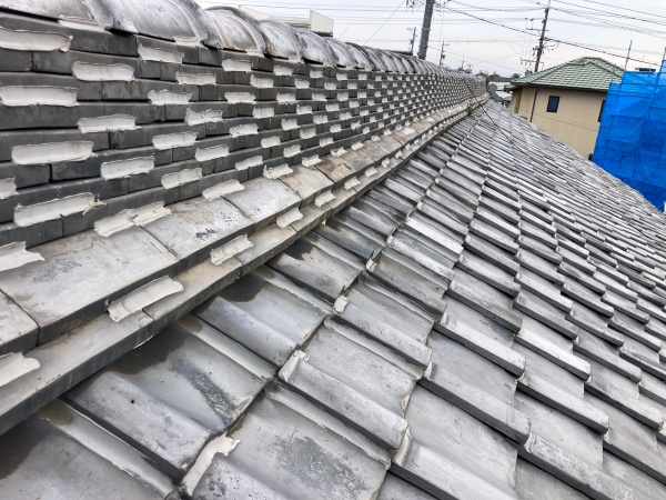 棟の点検　屋根調査の様子