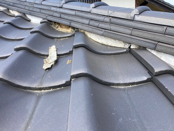 漆喰の剥離の様子