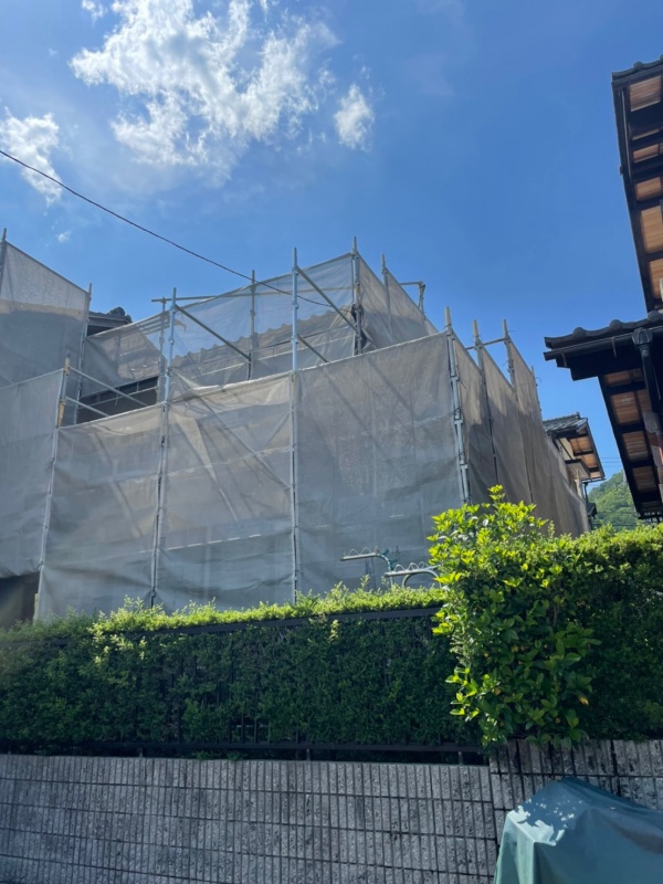 足場の仮設状況全景　名古屋市西区