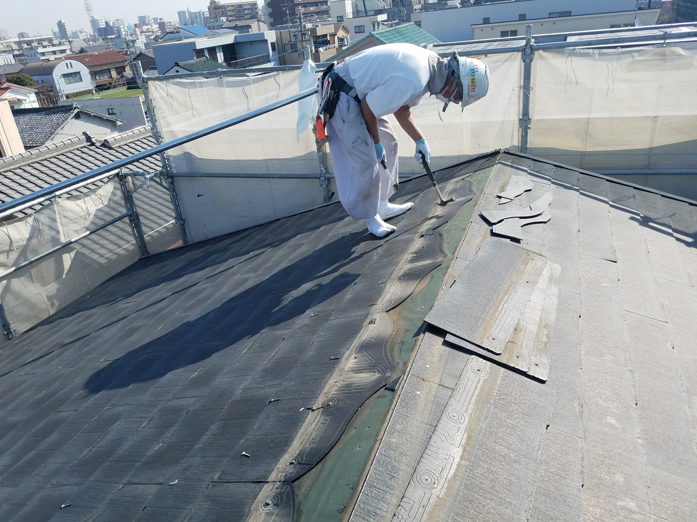 屋根材撤去2