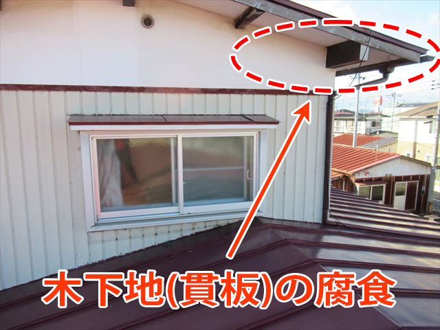 唐草下地（貫板）の腐食