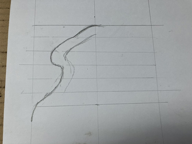 曲線形状の下書き原寸図