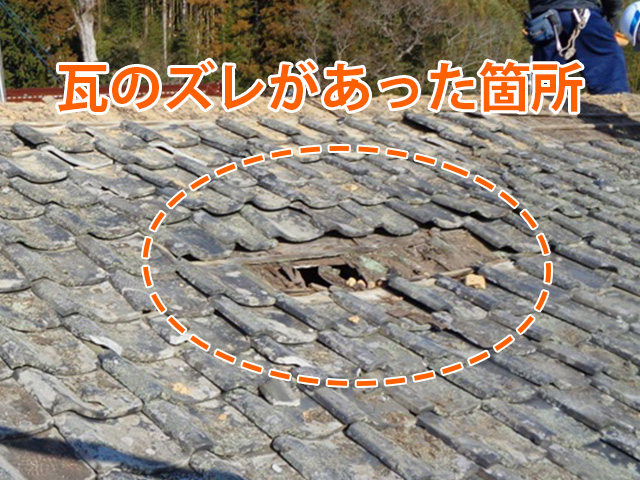 野地板が腐食して穴