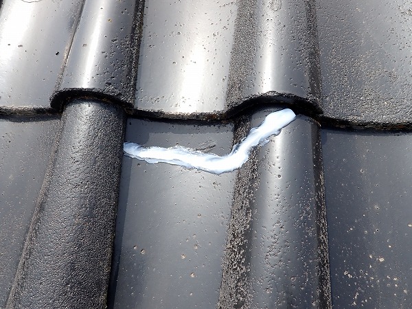 瓦の応急補修跡の確認