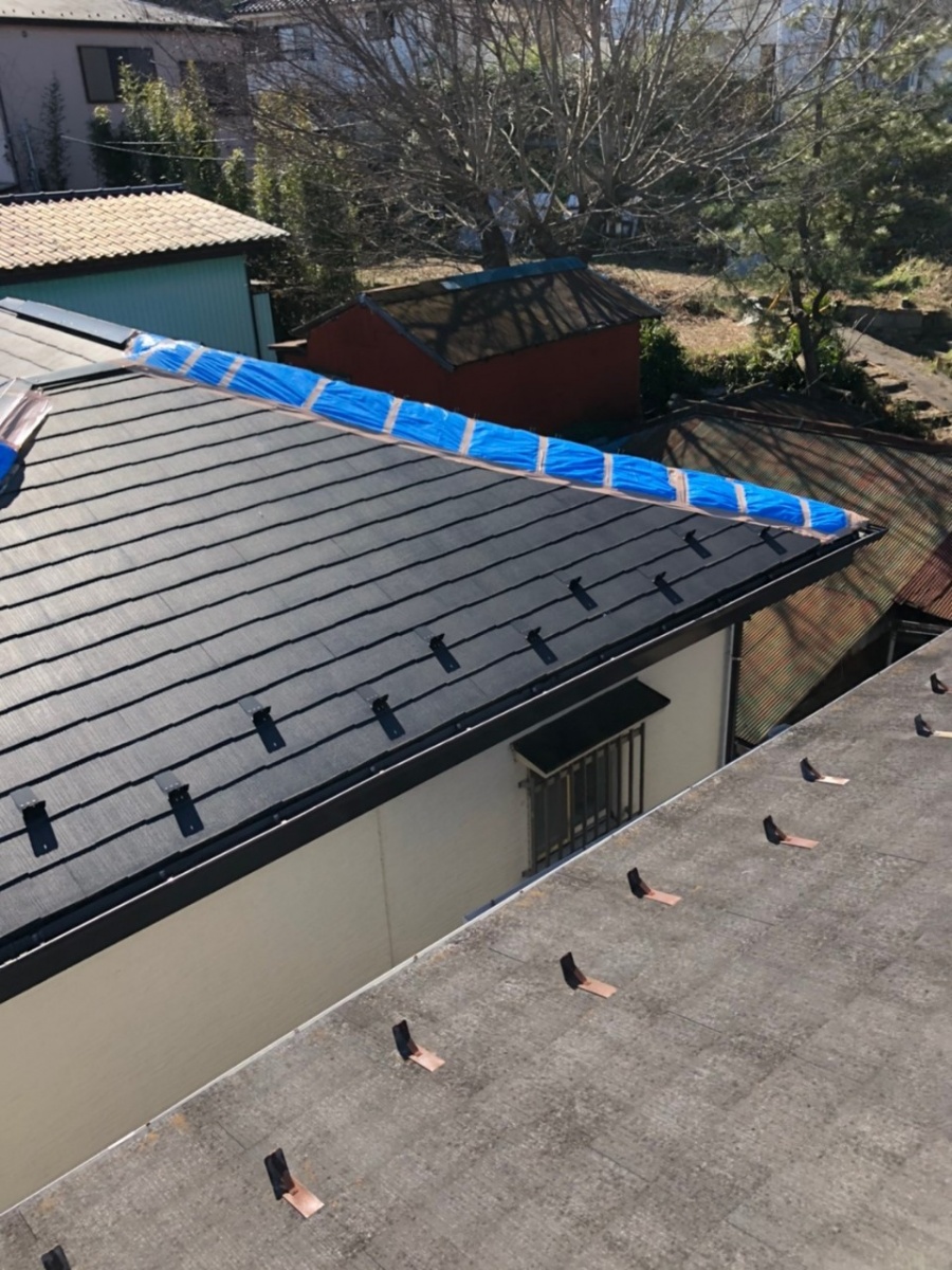 棟板金、台風破損、ブルーシート養生