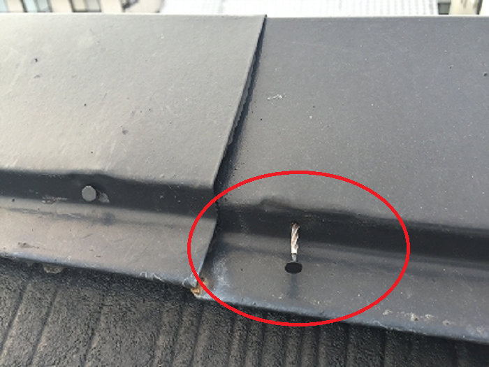 棟板金の釘浮き