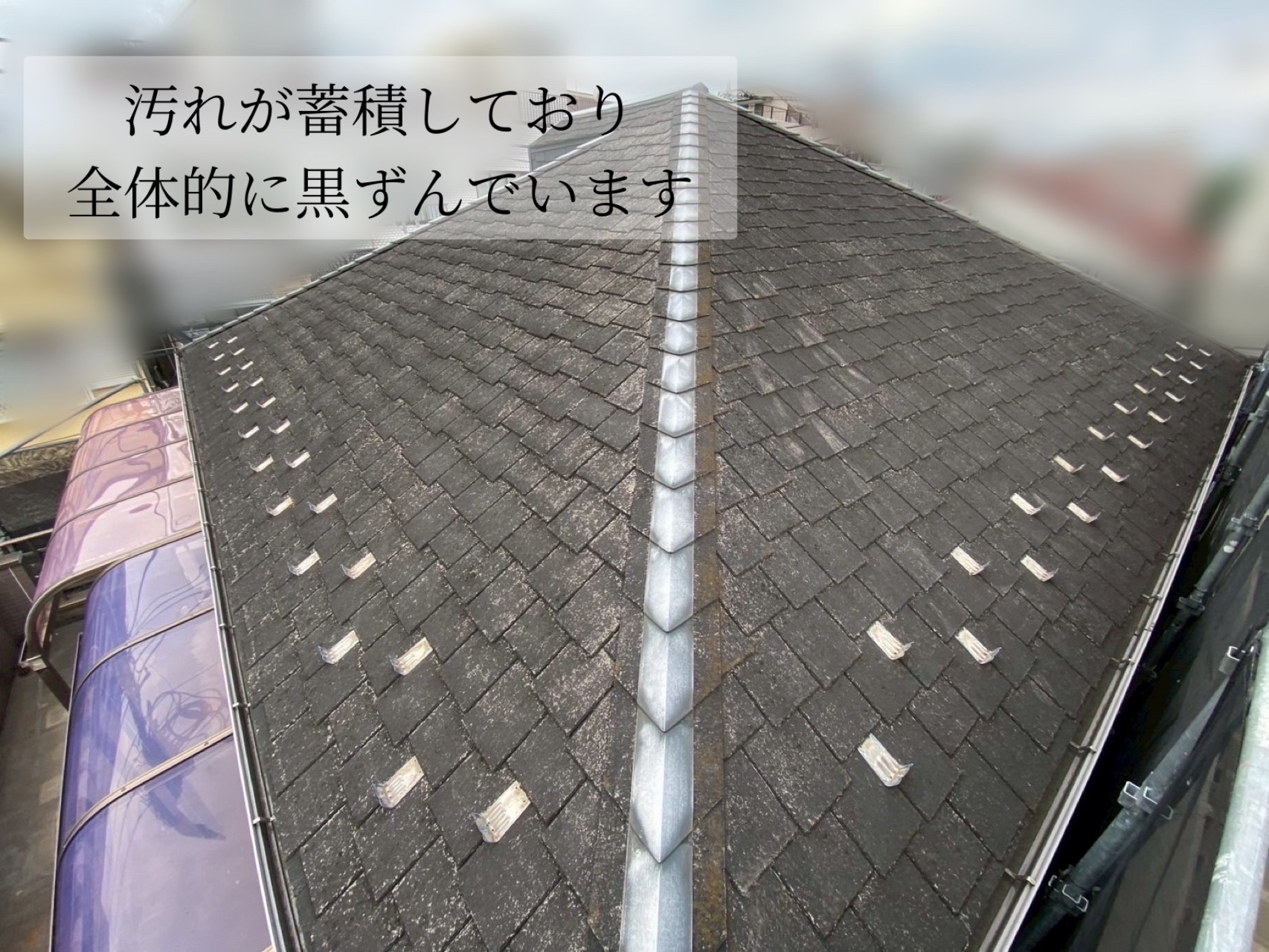 スレート屋根　黒ずみ
