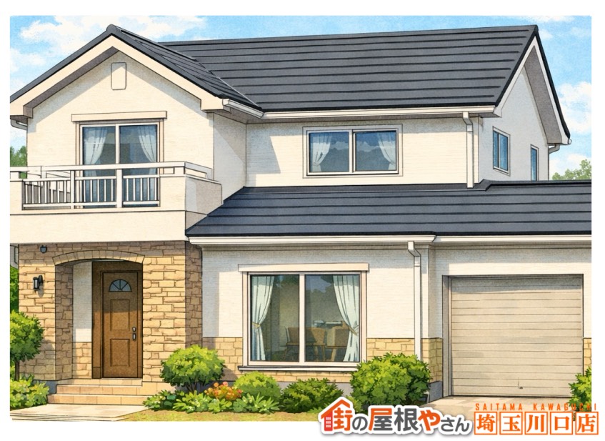 家全体　新しい屋根