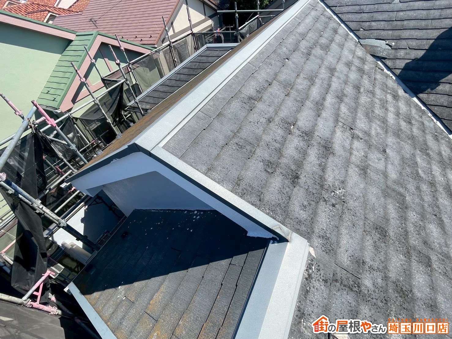 カビや汚れで黒いぽつぽつが発生した屋根面