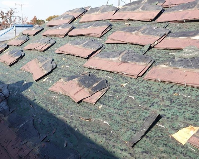 パミール葺き替え工事解体