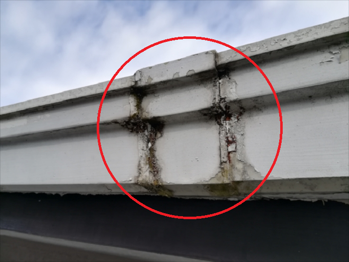 雨樋の継ぎ目不良による不具合