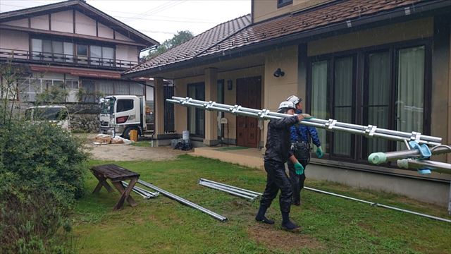 長野県下條村外壁塗装サンワ足場1