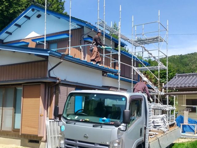 阿南町屋根工事足場